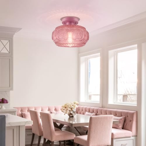 Large Globe Glass Semi Flush Mount Ceiling Light Fixture