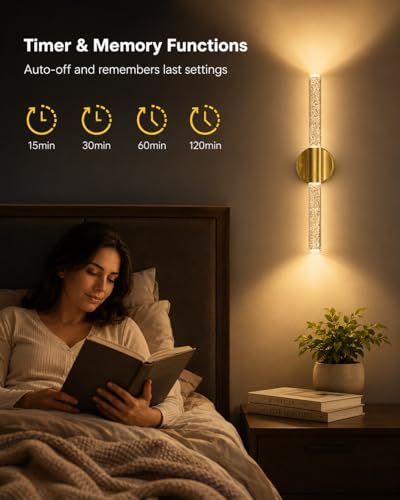 Peel and Stick on Wall Sconce set of 2 Wireless Battery Operated Wall Light (2 Count)