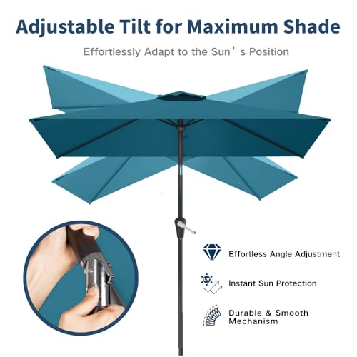 6.5' x 10' Rectangular Patio Umbrella Large Outdoor Market Umbrella w