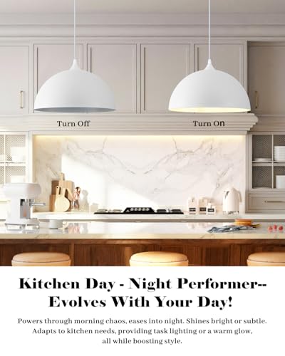 White Pendant Lights Kitchen Island 2 Pack
