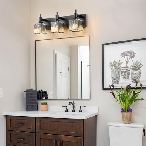 Black Crystal Bathroom Vanity Light 3