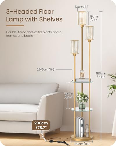 Gold Floor Lamp with Shelves