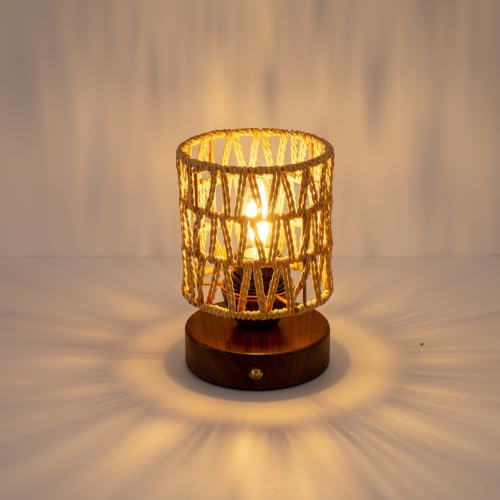 Cordless Operated Rattan Lamp