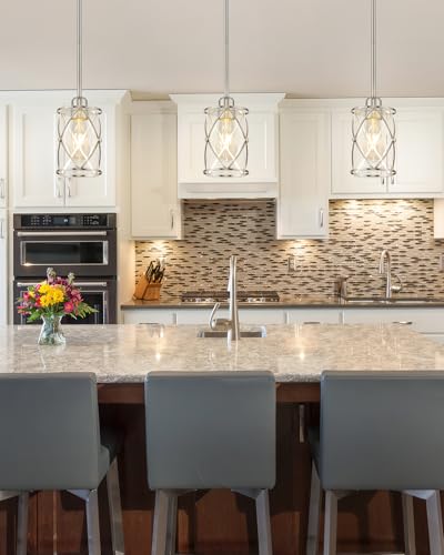 Brushed Nickel Pendant Lights Kitchen Island 3 Pack (3 Count)