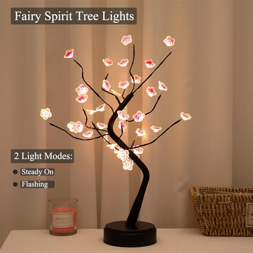 36 LED Cherry Blossom Sparkly Fairy Spirit Tree Lights Warm White