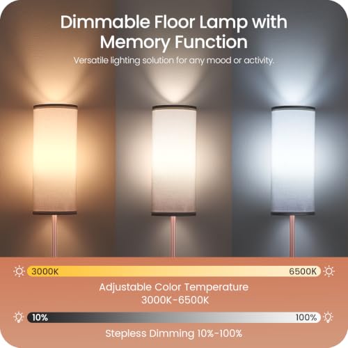 Slim Floor Lamp for Living Room with Magnetic Remote and Foot Switch
