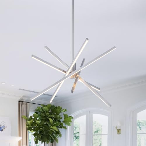 5 Lights Modern Sputnik Chandelier Brushed Nickel LED Sputnik Light Fixture