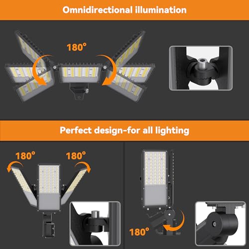 300W Upgraded LED Parking Lot Light with Photocell 45000lm 5000K