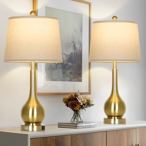 26" Gold Table Lamps Set of 2 for Living Room (2 Count)