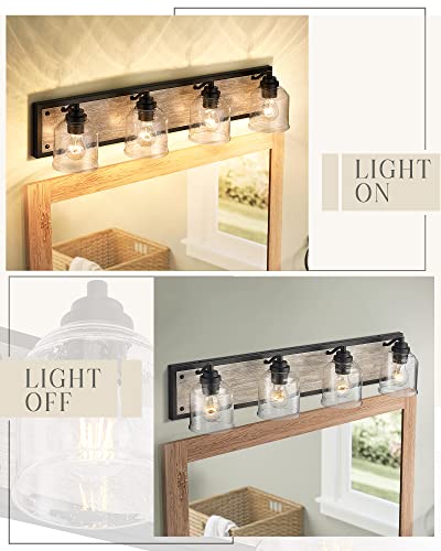 32" 4 Light Farmhouse Bathroom Vanity Light with Bubble Glass