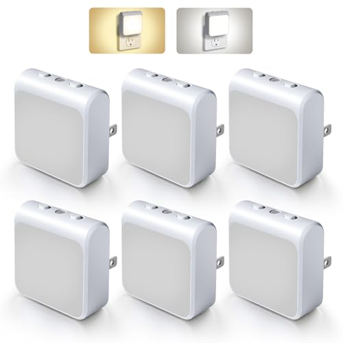 6 Pack Dimmable LED Night Lights Plug into Wall with Dusk to Dawn Sensor (6 Count)