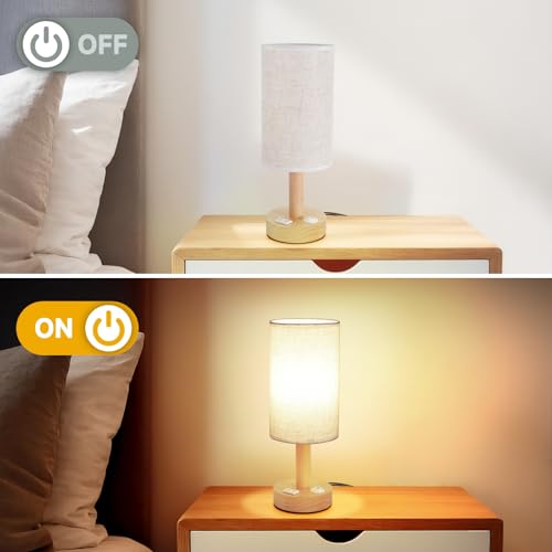 Small Bedside Table Lamp with AC Outlet
