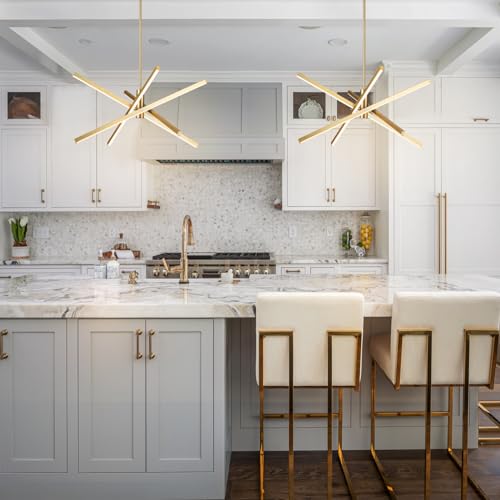 Y'INSP Gold Sputnik Chandeliers Modern LED Linear Chandelier Light 4 Light Pendant Light for Dining Room Foyer Kitchen Island Bedroom Living Room Gold Sputnik Light Fixture