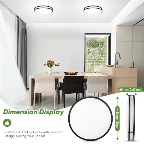 18inch 50W LED Flush Mount Ceiling Lights 5600lm Super Bright (2 Count)
