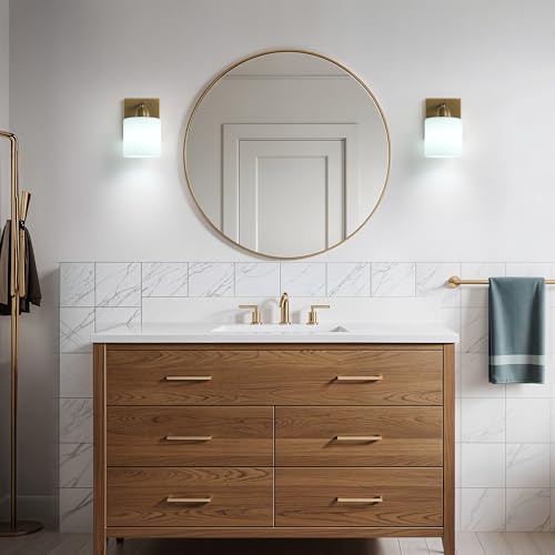 Brass Milk Glass Wall Sconces