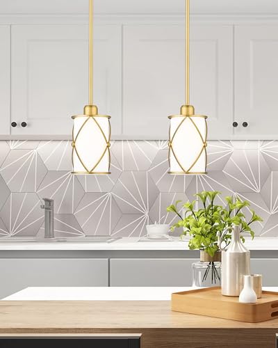 Brushed Gold Pendant Lights Kitchen Island (2 Count)