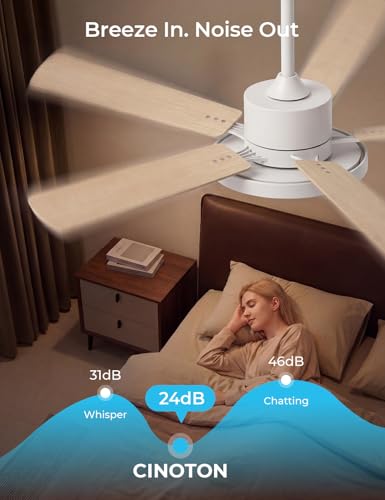 52" Smart Ceiling Fans with Lights and Remote (White +Log / 52 Inch)
