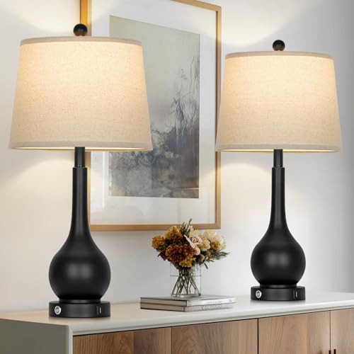 26" Black Table Lamps Set of 2 for Living Room (2 Count)