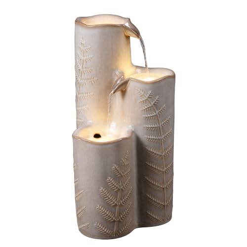 Triple Column Ivory Ceramic Fountain