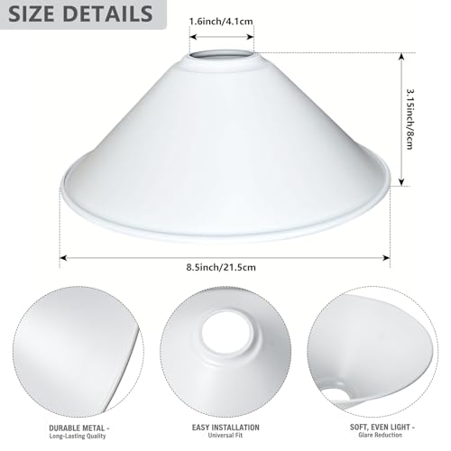 8.5" Industrial Vintage White Iron Cone Lamp Shade (6 Count)