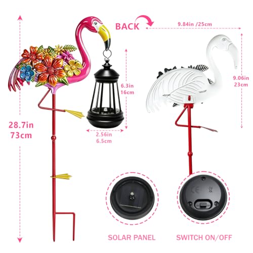 Flamingo Garden Decor with Solar Lights Outdoor Waterproof Garden Stakes