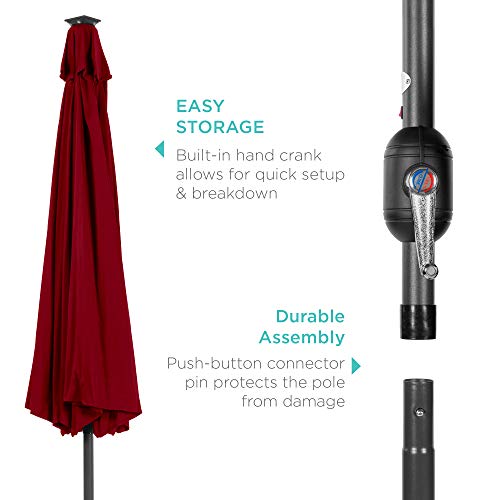 10ft Solar Polyester LED Lighted Patio Umbrella w (10 Feet)