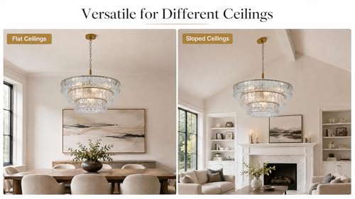 26 Inch Modern Round Clear Crystal Glass Chandelier