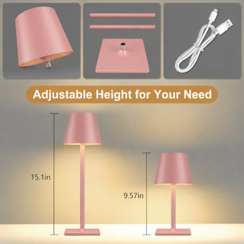 Pink Cordless Table Lamps (2 Count)