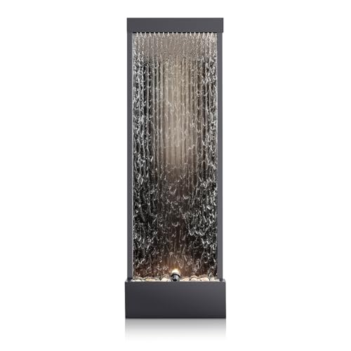 Mirror Waterfall Fountain with Stones and Lights
