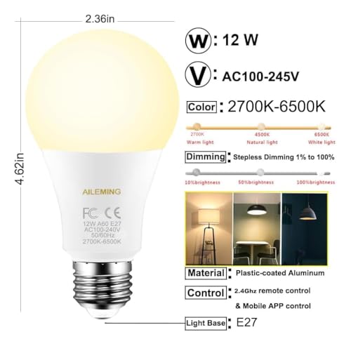 LED Bulb with a 2.4GHz Remote Control (2 Count)