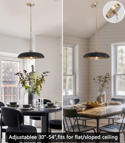 18'' Pendant Light Black Gold Dome E26 Dining Bedroom