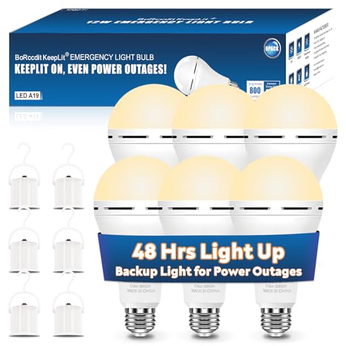 KeepLit 6 Pack Emergency Rechargeable Light Bulbs (6 Count)
