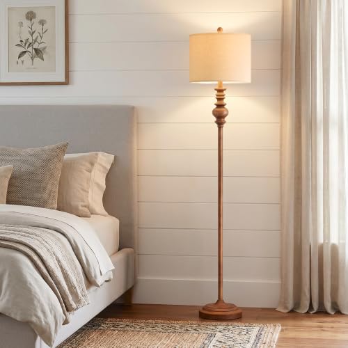 64.25" Farmhouse Floor Lamp with Remote (Dark Brown)