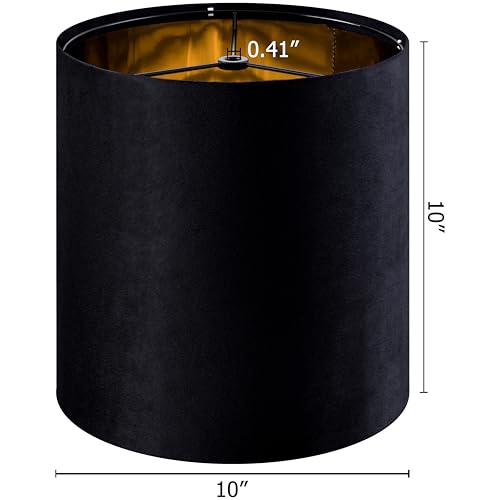 GOSO Tall Drum Velvet Black Lamp Shades (2 Count)