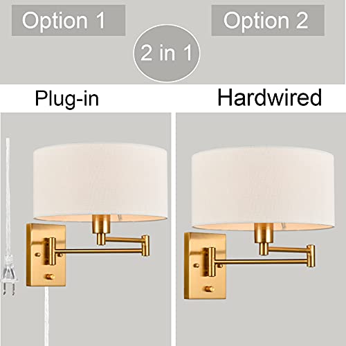 Gold Brass Swing Arm Wall Sconce (2 Count)