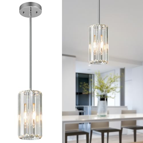 Chrome Pendant Lighting Modern Pendant Light Mini Crystal Chandeliers Adjustable Pendant Light Fixture for Kitchen Island Dinning Room Corridor Bedroom