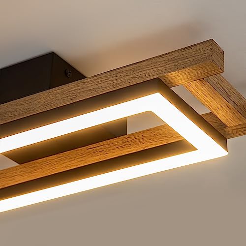 LED Modern Ceiling Lights Wooden Square Rectangular Lamp Fixture Wood