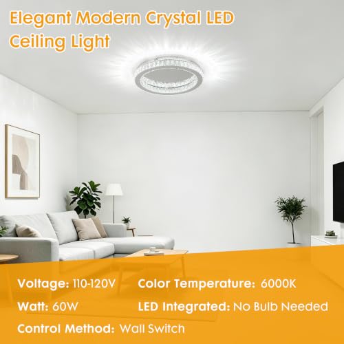19.7" Modern Crystal Chandelier LED Ceiling Light