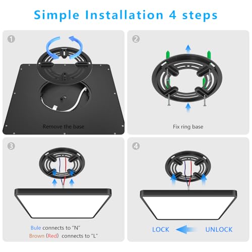 12Inch 24W Square LED Ceiling Light Fixtures Flush Mount