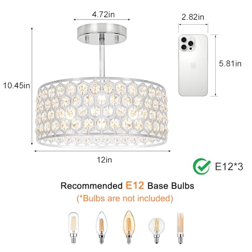 Chrome Crystal Ceiling Light Fixture