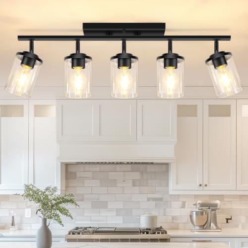 5 Lights Black Semi Flush Mount Ceiling Light Fixtures