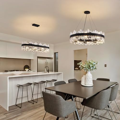 Modern Black Crystal Chandelier