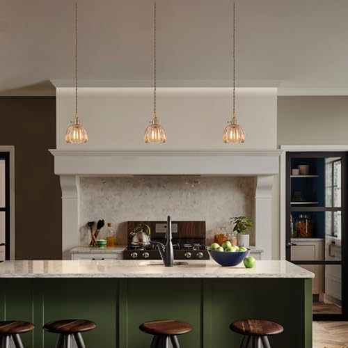 Pendant Light with Amber Tulip Glass Lmapshade