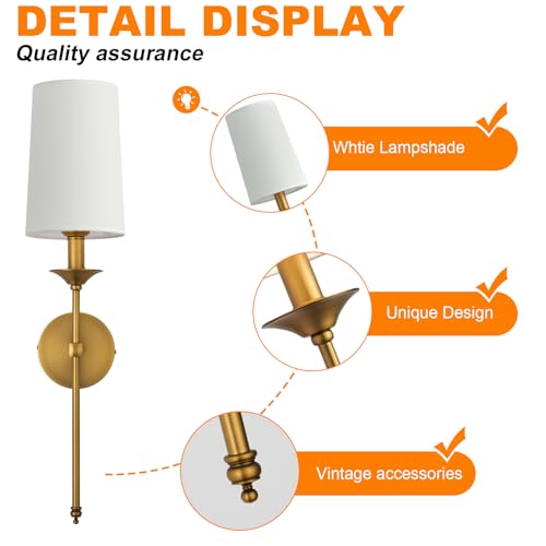 Wall Sconce Set of 2 Hardwired Vintage Antique Brass Sconce Candle Wall Light for Bedroom Living Room Vanity Farmhouse Bathroom Hallway (2 Count)