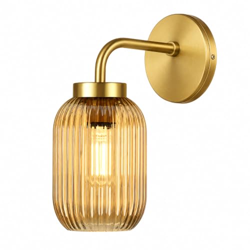 2 Pack Amber Ribbed Glass Lamp Shade (2 Count)