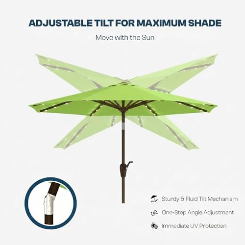 10FT Solar Patio Umbrella with Lights