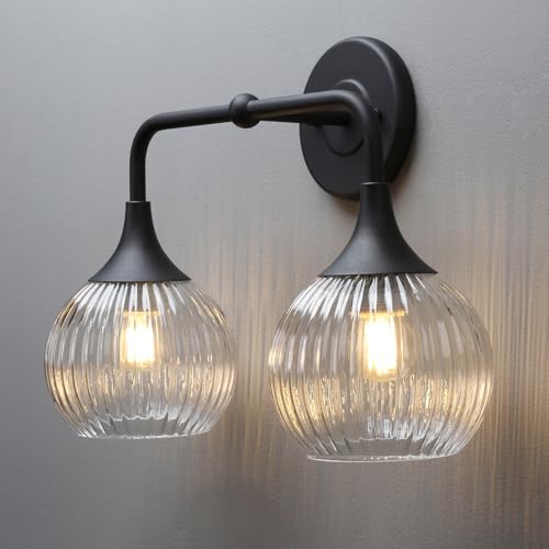 Vintage Vanity Light Matte Black 2 Lights Sconce