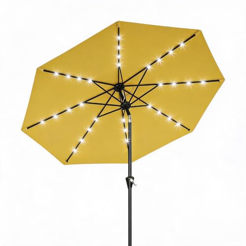 10FT Solar LED Patio Umbrella with Tilt & Crank