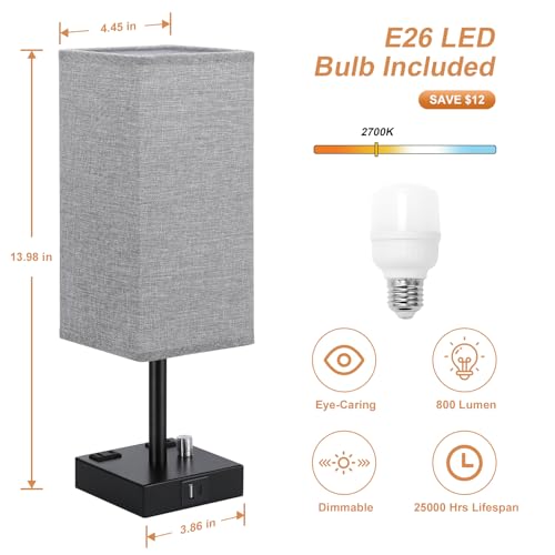 Grey Bedside Table Lamps Set of 2 (2 Count)