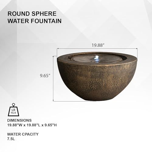 20" Round Sphere Water Fountain with LED Light